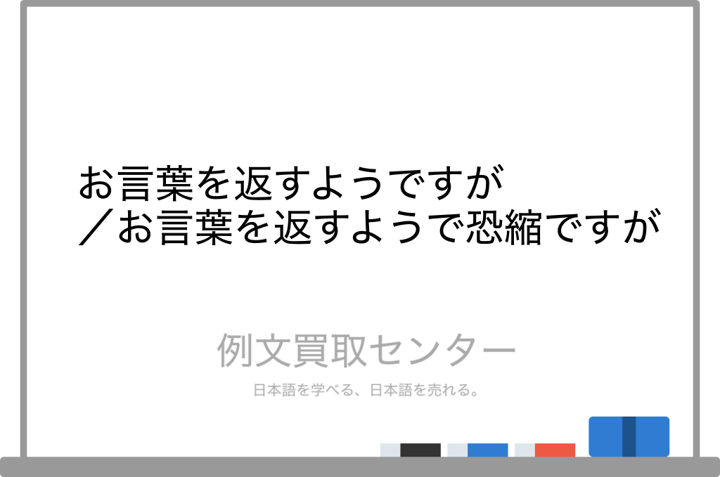 お 言葉 を 返す よう です が